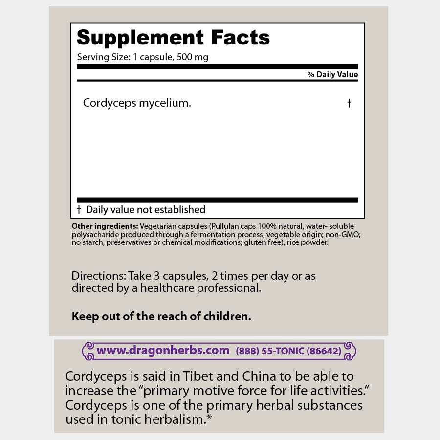 Dragon Herbs Cordyceps (500mg x 100caps)