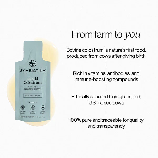Cymbiotika - Liquid Colostrum 260ml (26x10ml Sachet)(Vanilla Sea Salt Flavour)