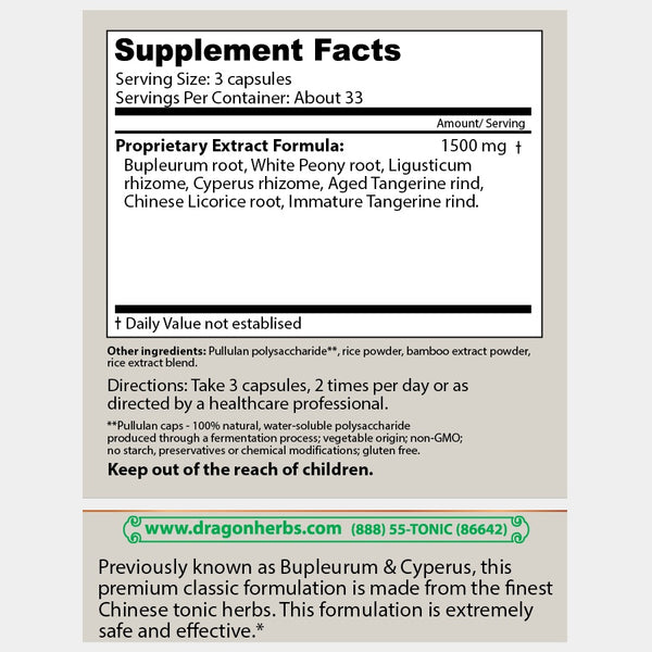 Dragon Herbs Cyperus Formulation - Bupleurum & Cyperus 100 Capsules (500mg)