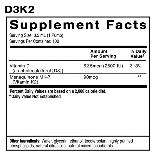 Quicksilver Scientific Nanoemulsified K2+D3 (50ml / 100 servings)