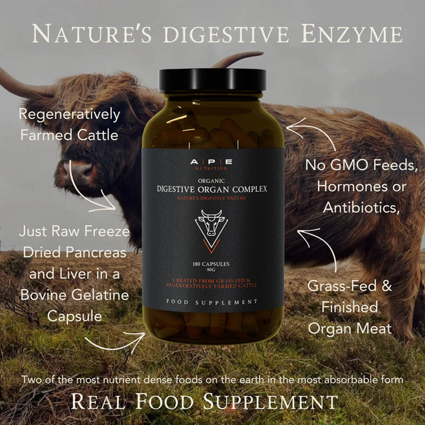 APE Nutrition - Organic Digestive Organ Complex | Grass-Fed Pancreas & Liver Capsules (180caps)