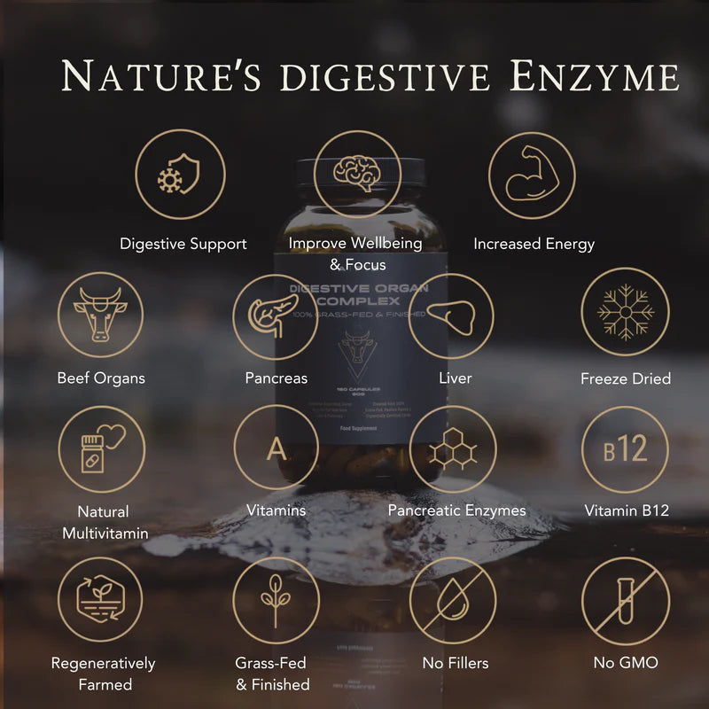 APE Nutrition - Organic Digestive Organ Complex | Grass-Fed Pancreas & Liver Capsules (180caps)