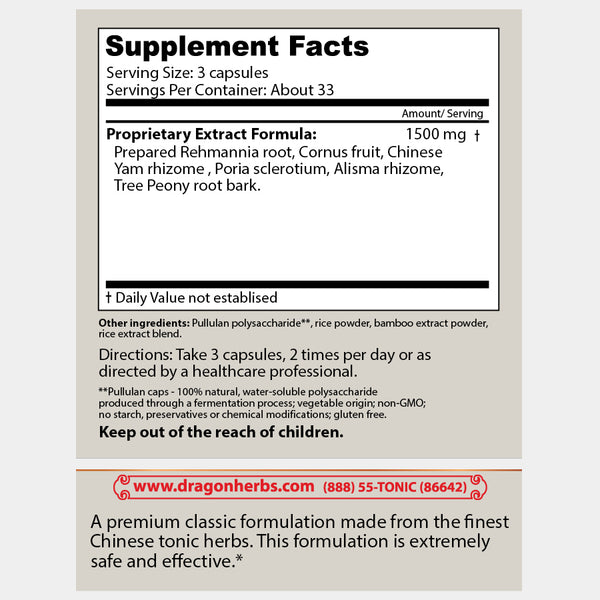 Dragon Herbs - Rehmannia Six Combination (100caps/500mg)