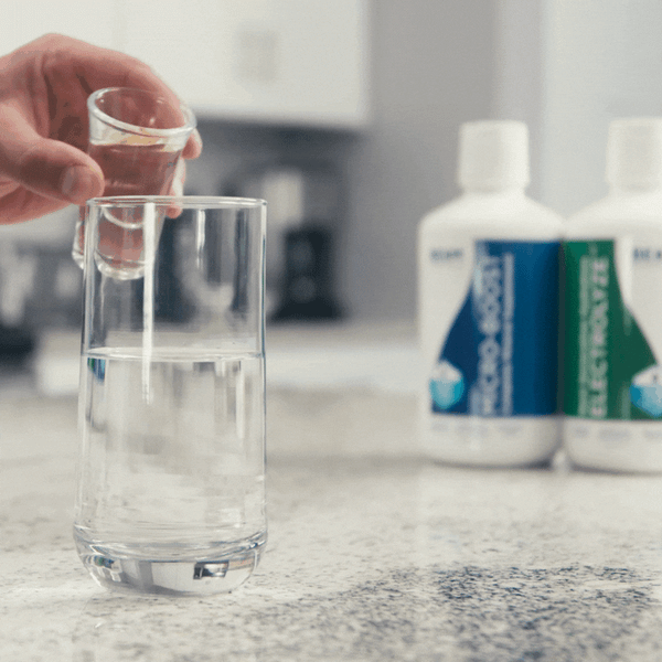 Electrolyze pouring into glass of water