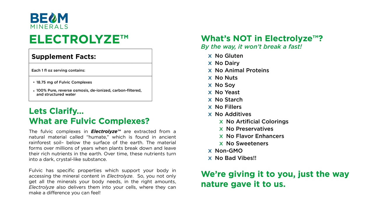 BEAM Minerals - Electrolyze 32floz (946ml) The Gold Standard for Electrolyte Replenishment