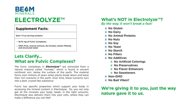 BEAM Minerals - Electrolyze 32floz (946ml) The Gold Standard for Electrolyte Replenishment