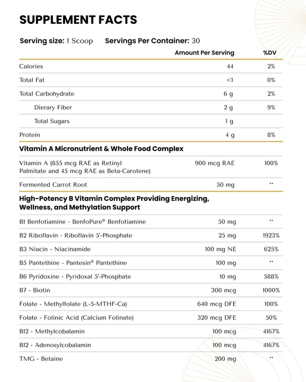 The Energy Blueprint - Human Optimization - Energy Essentials & Superfoods | Multivitamin, Minerals & Greens Superfood Blend (15.6oz/30 servings)