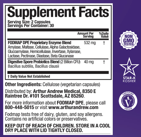Arthur Andrew Medical - FODMAP DPE – Digestive Probiotics & Enzymes (60caps)