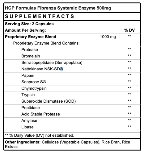 Fibrenza Systemic Enzymes 500mg (60caps)