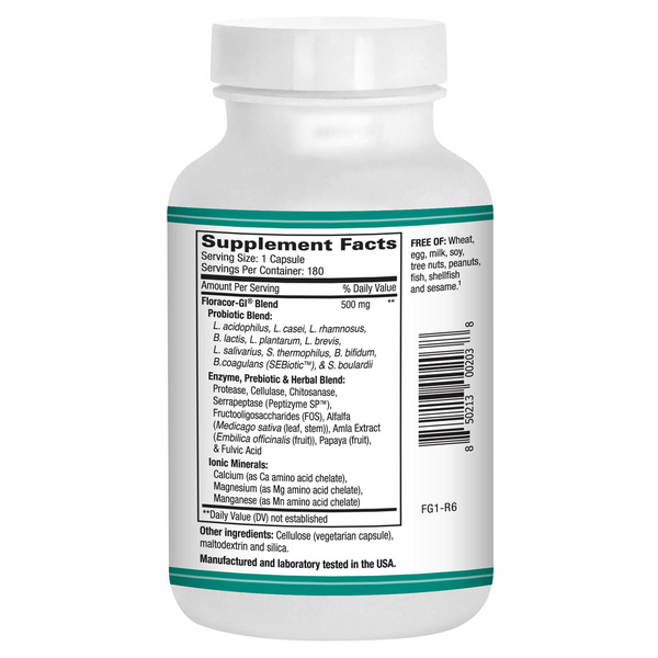 AST Enzymes - Floracor-GI - Probiotics, Prebiotics & Enzymes for Gut Health (180 capsules)