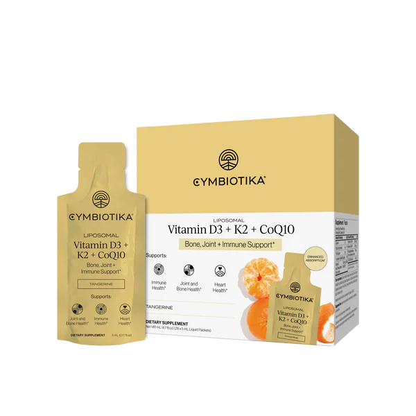 Cymbiotika - Liposomal Vitamin D3 + K2 + CoQ10 150ml (28x5ml Sachet)(Tangerine Flavour)