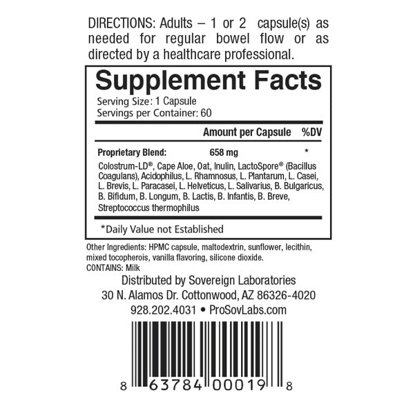 Sovereign Laboratories - GastroDefense® PRO Daily G.I. Complete - Probiotic & Colostrum Formula (60caps/658mg)