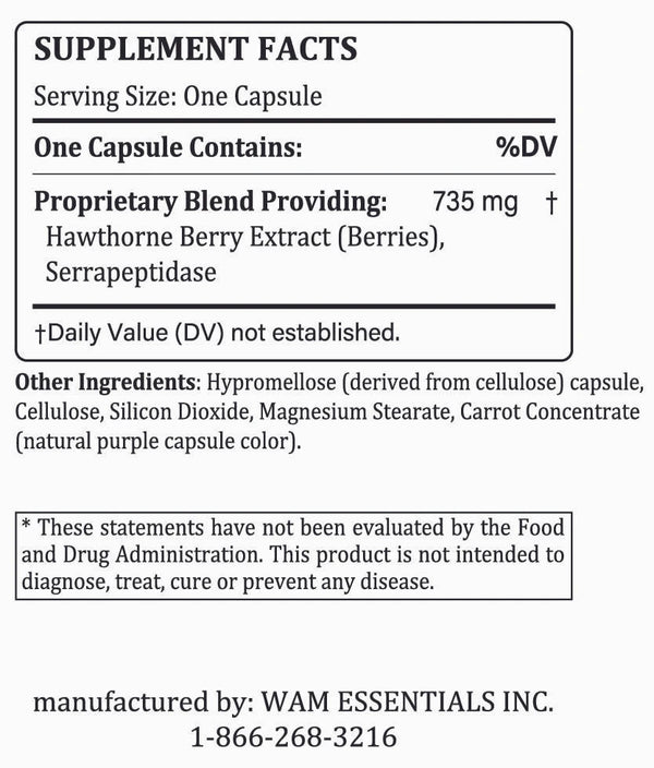 Dr Wong’s WAM Essentials - Hawthorne Berry Extract with Serrapeptidase (60caps/30servings)