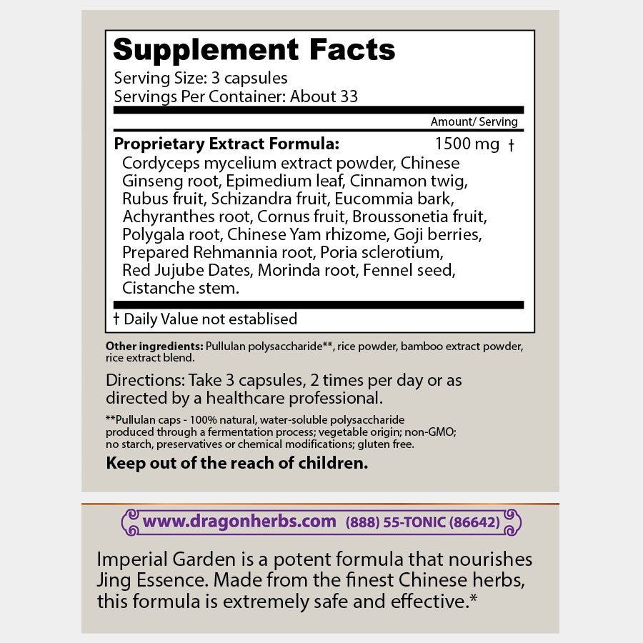 Dragon Herbs Imperial Garden 100 Capsules 500 mg each