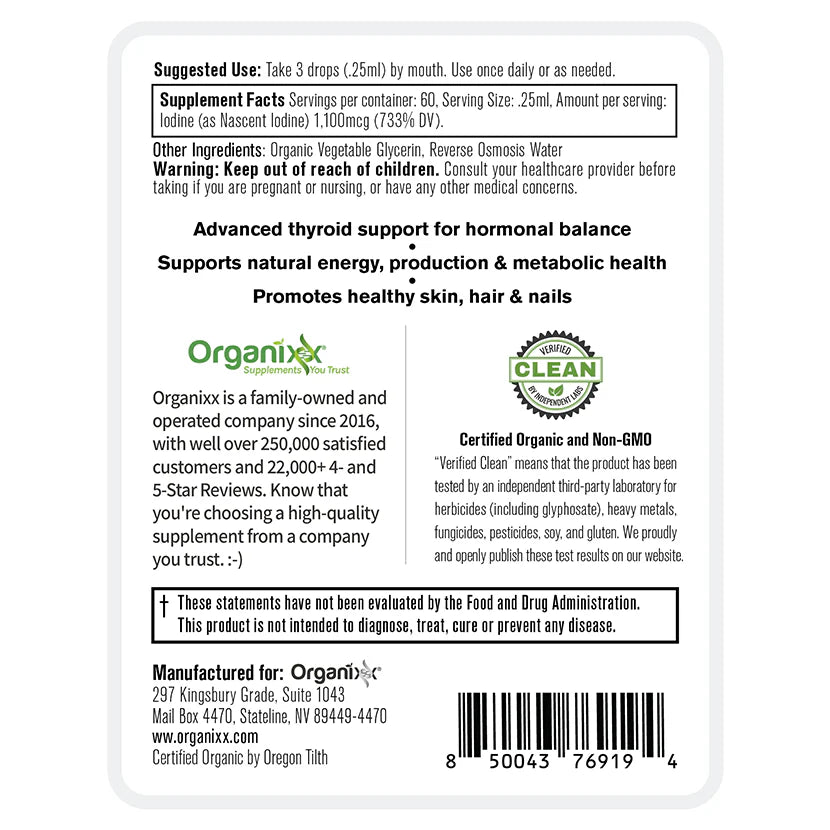 Organixx Iodine 15ml (0.5floz)