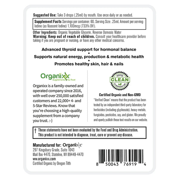 Organixx Iodine 15ml (0.5floz)