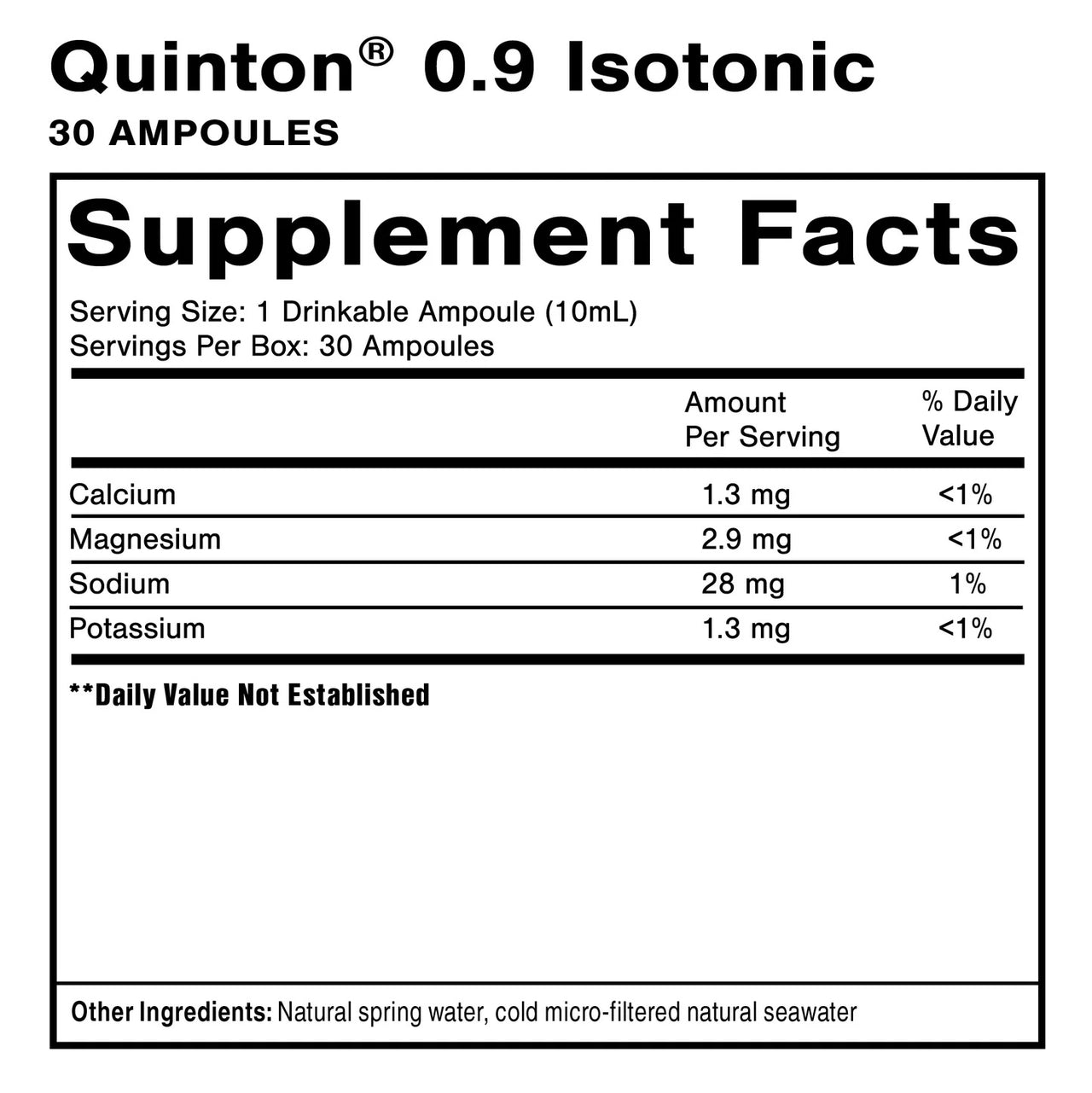Quicksilver Scientific - Quinton Isotonic 30 (x10ml) Ampoules