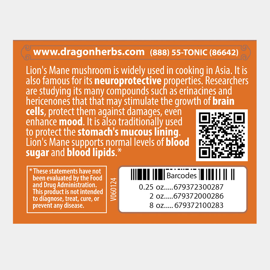 Dragon Herbs - Lion's Mane Mini Drops (0.25fl.oz/7.5ml)