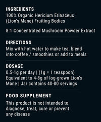 Thumbnail for APE Nutrition - Organic Lion’s Mane Mushroom Powder | 8:1 Extract (40g)