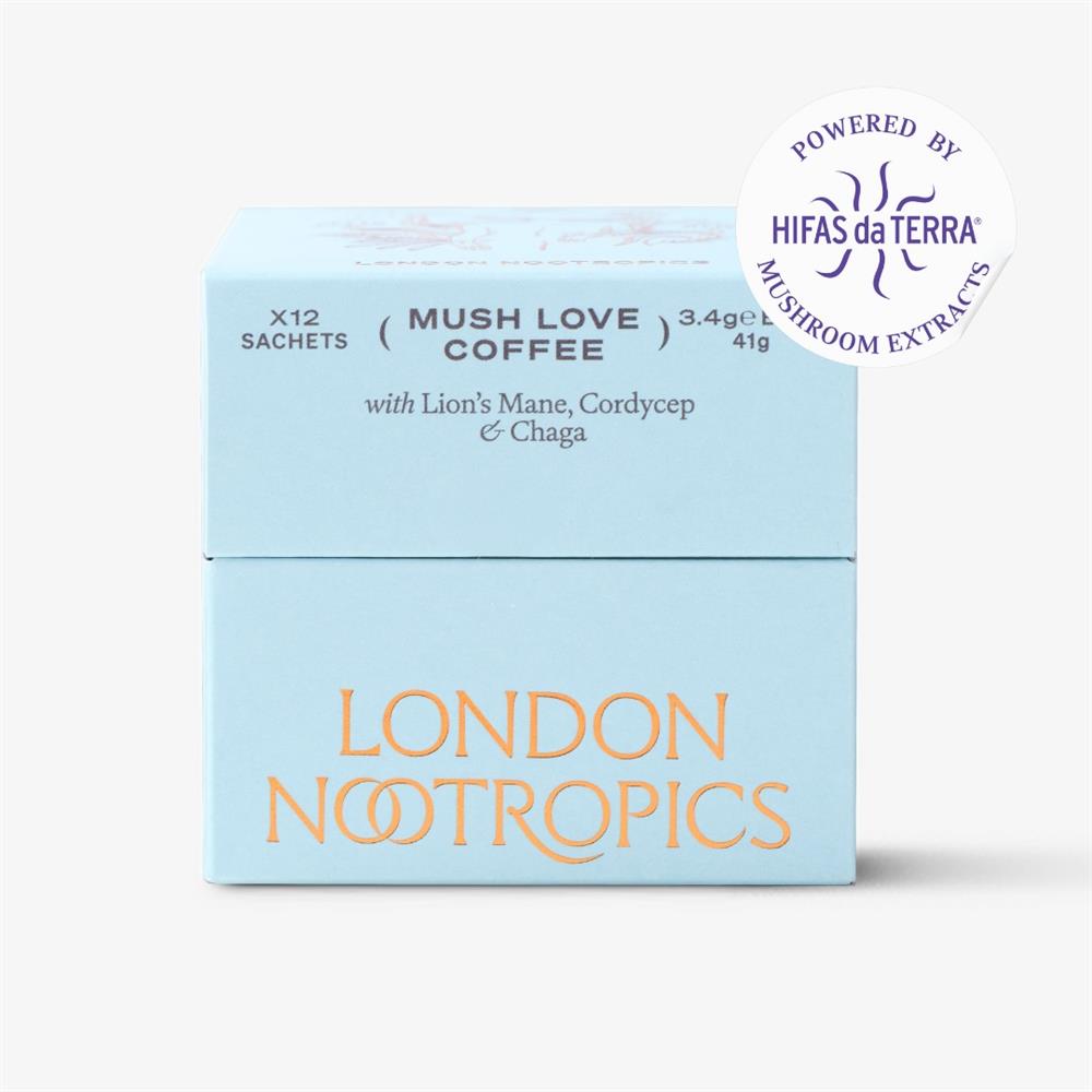 London Nootropics - Mush Love Adaptogenic Coffee Box 12 Sachets (Lion's Mane, Cordyceps & Chaga)