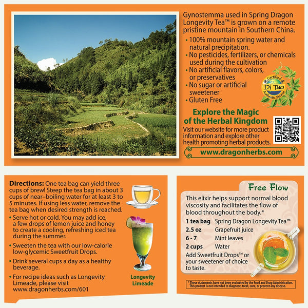 Dragon Herbs - Spring Dragon Longevity Tea (20 tea bags / 60 servings)