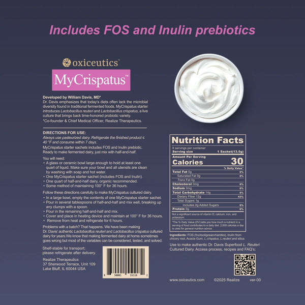 Oxiceutics | MyCrispatus Fermented Dairy Starter Culture | 6 Sachets