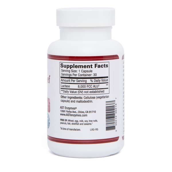 AST Enzymes - Lacto-Relief - Lactase Enzyme for Lactose Digestion (30 Capsules)