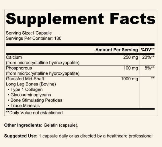 Ancestral Supplements - Living Bone (180 capsules / 1000mg)