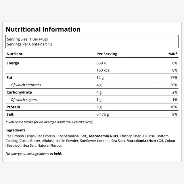Blueprint | Macadamia Protein Bars - Raspberry (12x40g Bars)