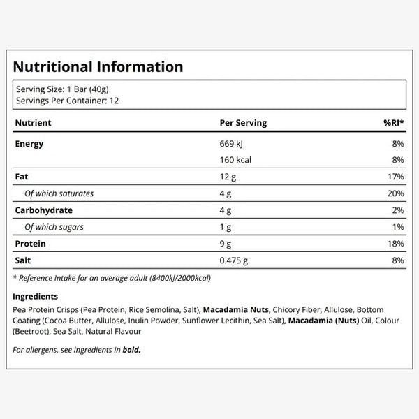 Blueprint | Macadamia Protein Bars - Raspberry (12x40g Bars)