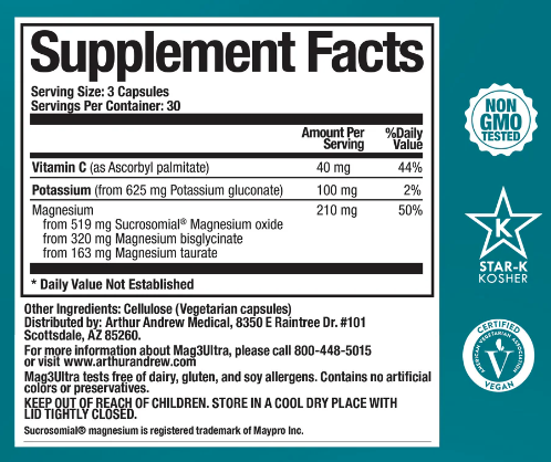 Arthur Andrew Medical - Mag3Ultra - Magnesium Complex with Potassium (Sample)