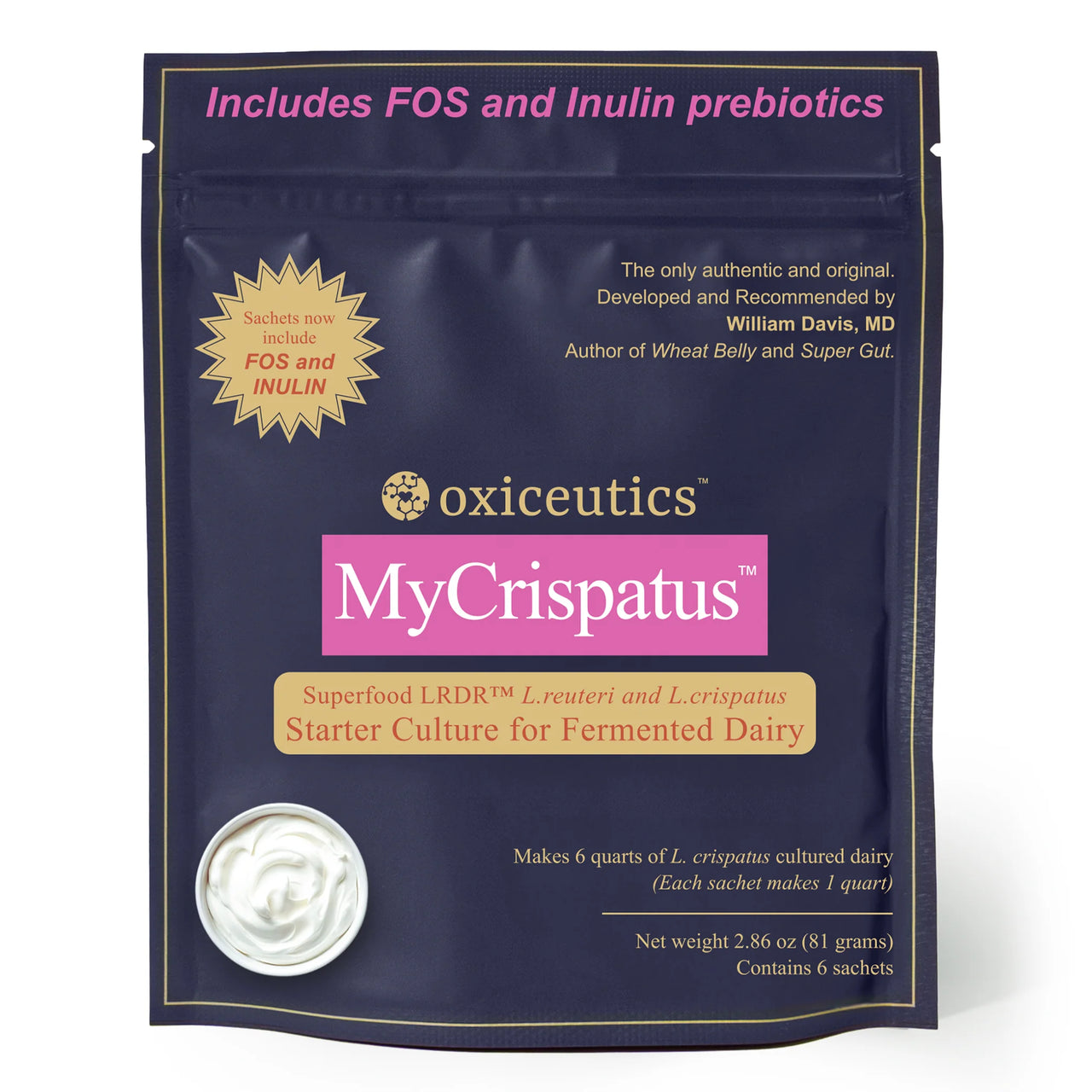 Oxiceutics | MyCrispatus Fermented Dairy Starter Culture | 6 Sachets