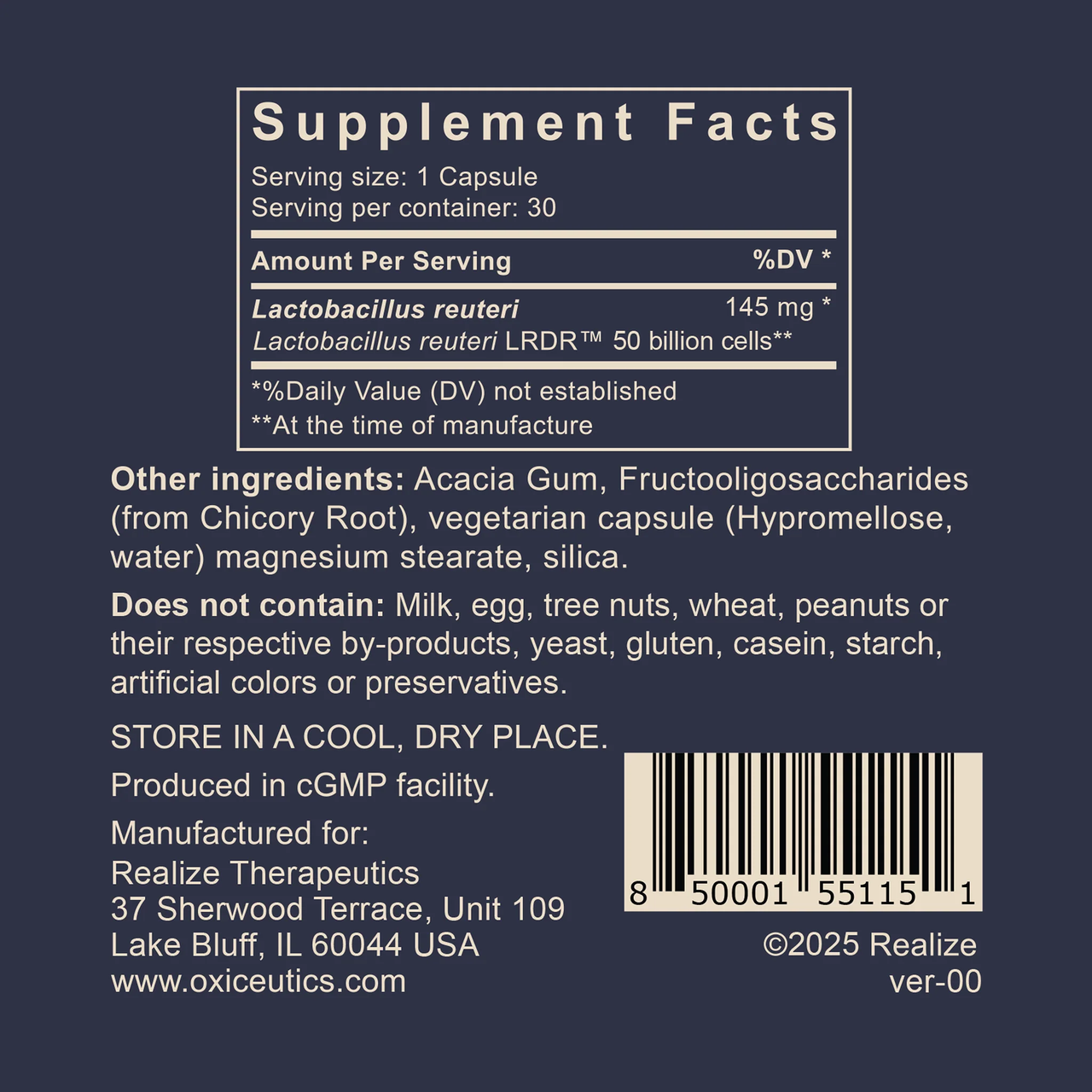 Oxiceutics | MyReuteri 50 Billion | 30 capsules
