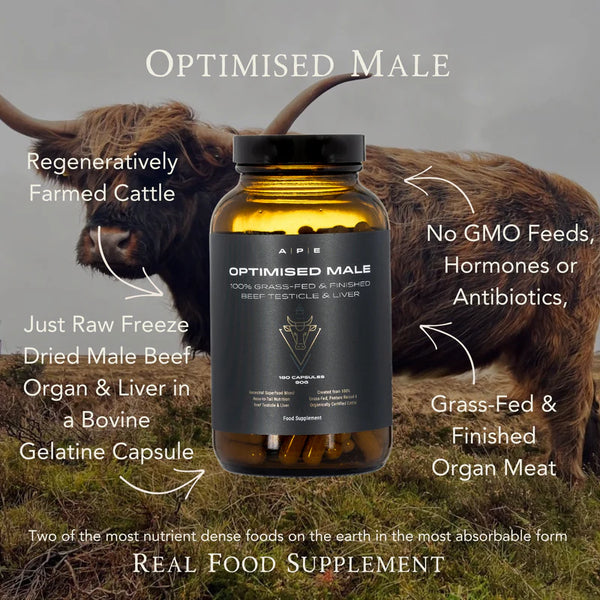APE Nutrition - Organic & Grass-Fed Optimised Male | Beef Testicle & Liver Capsules (180caps)