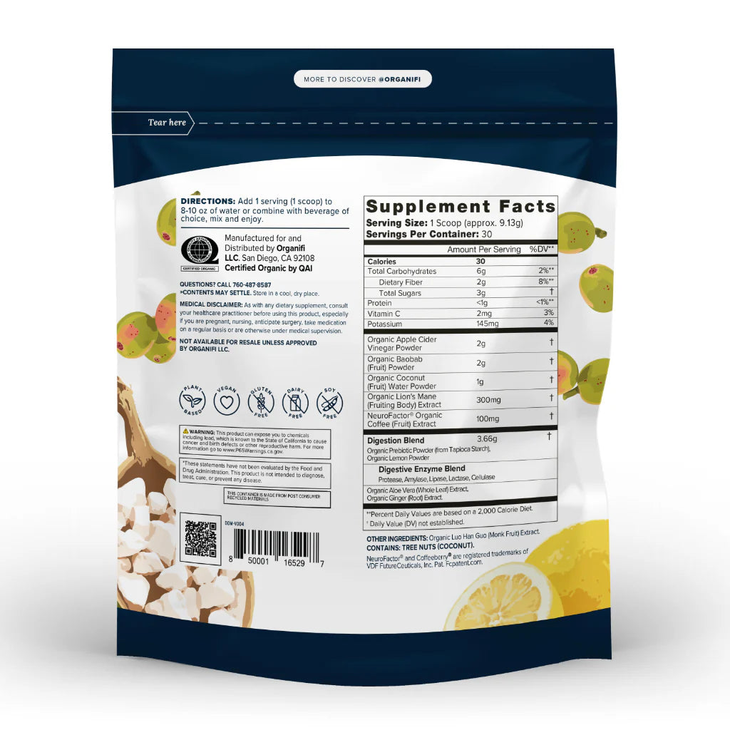 Best Before May 2026 - Organifi Pure – Superfood Drink Mix (274g/30 servings)