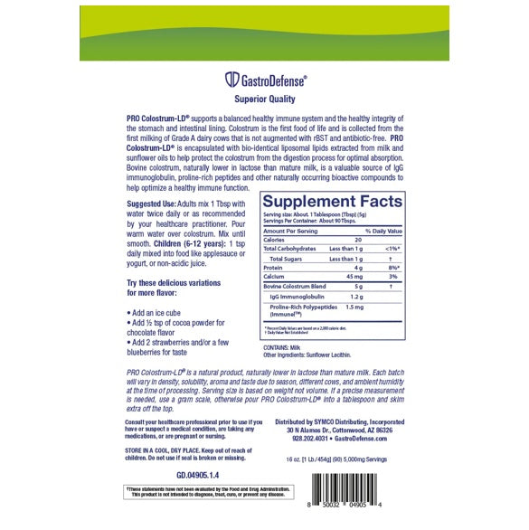 Sovereign Laboratories - GastroDefense® PRO Colostrum-LD® Liposomal Colostrum Powder (5g Sample Sachet)