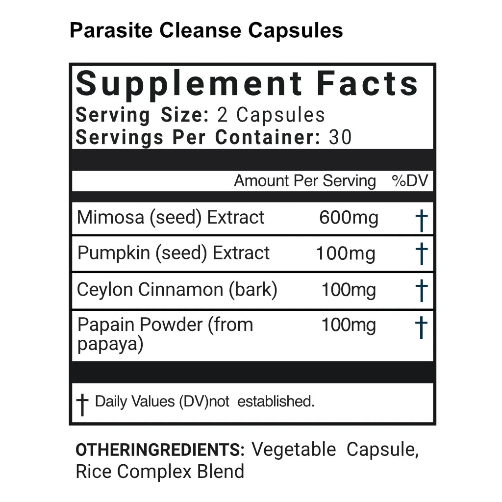 Organifi - Parasite Cleanse 60 Capsules (Mimosa seed, Pumpkin Seed, Ceylon Cinnamon bark, Papain)