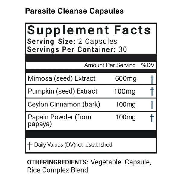 Organifi - Parasite Cleanse 60 Capsules (Mimosa seed, Pumpkin Seed, Ceylon Cinnamon bark, Papain)