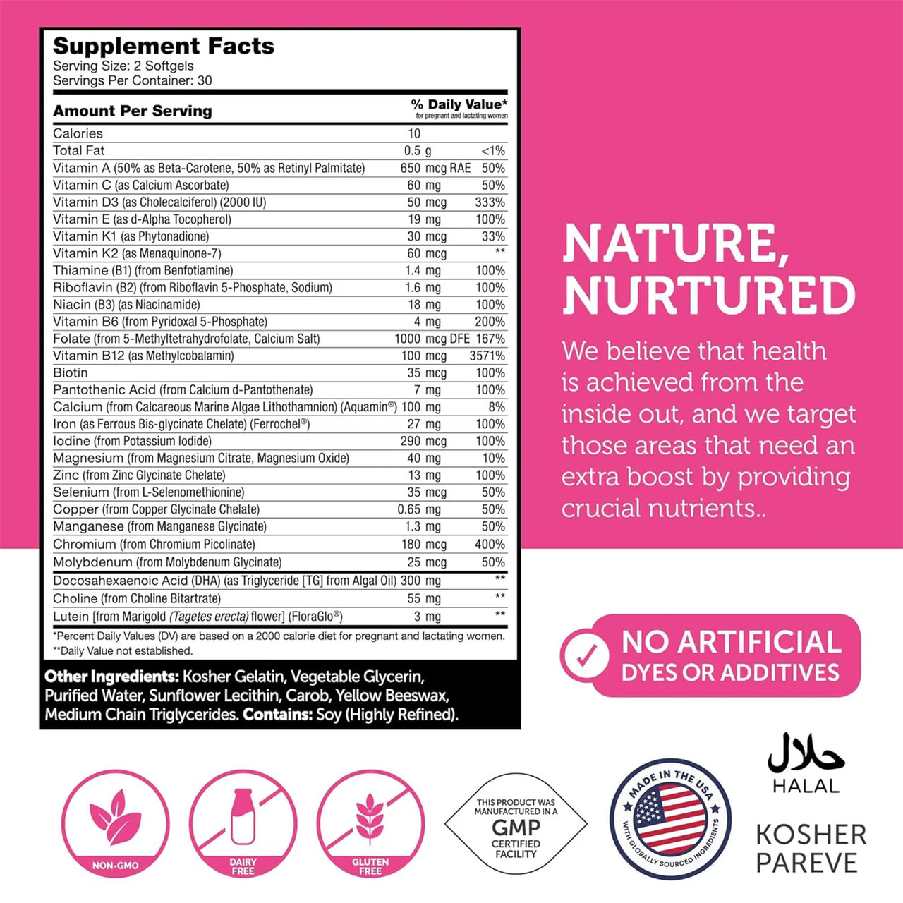 Zahler - Prenatal +DHA300 60softgels | Prenatal Multivitamin for Mother