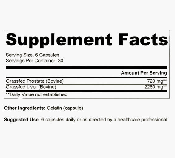 Ancestral Supplements - Grass Fed Prostate With Liver (180 capsules /500mg)