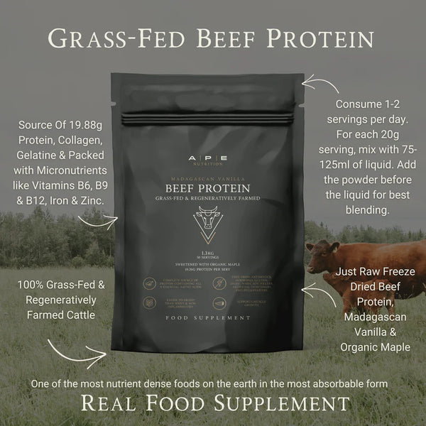 APE Nutrition - Grass-Fed Beef Protein Powder | Madagascan Vanilla (1.2kg)