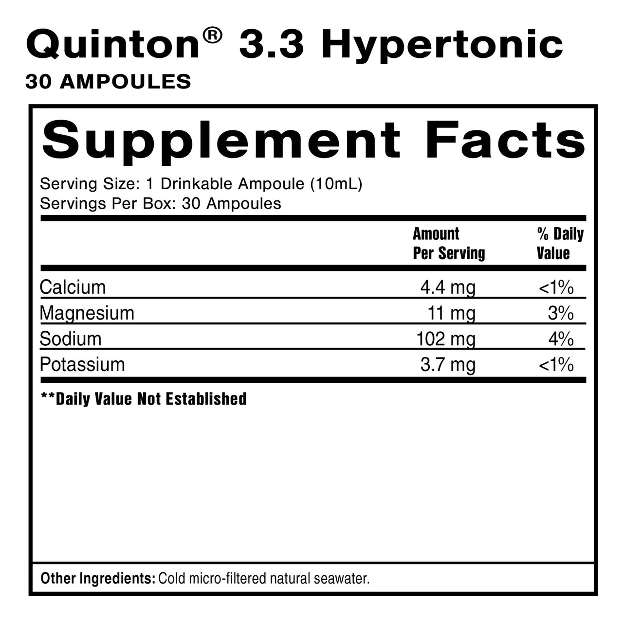 Quicksilver Scientific - Original Quinton Hypertonic (30 x10ml Ampoules)