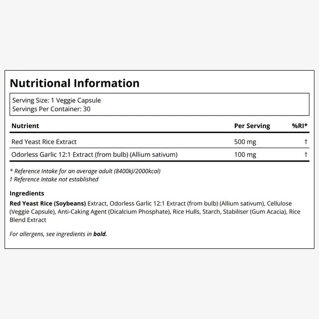 Blueprint | Red Yeast Rice + Odor-free Garlic (30 veg capsules)