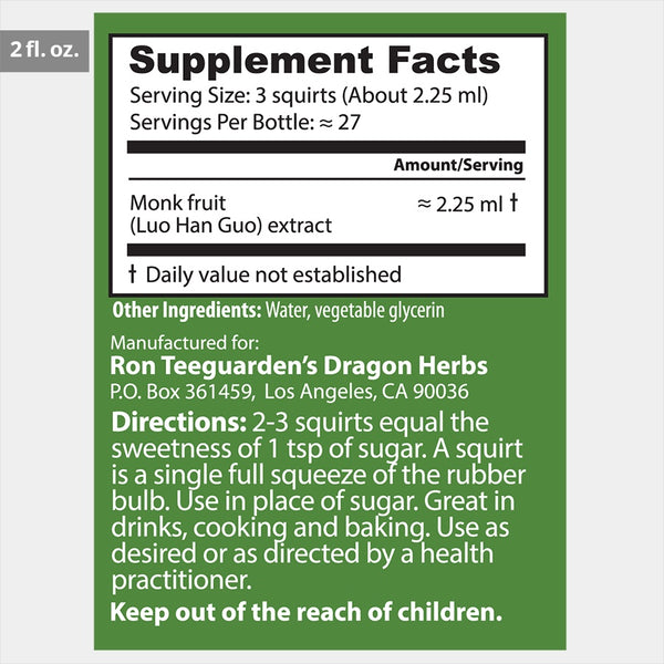 Dragon Herbs - Sweet Fruit Drops - Monkfruit aka Luo Han Guo (2fl.oz./60ml)
