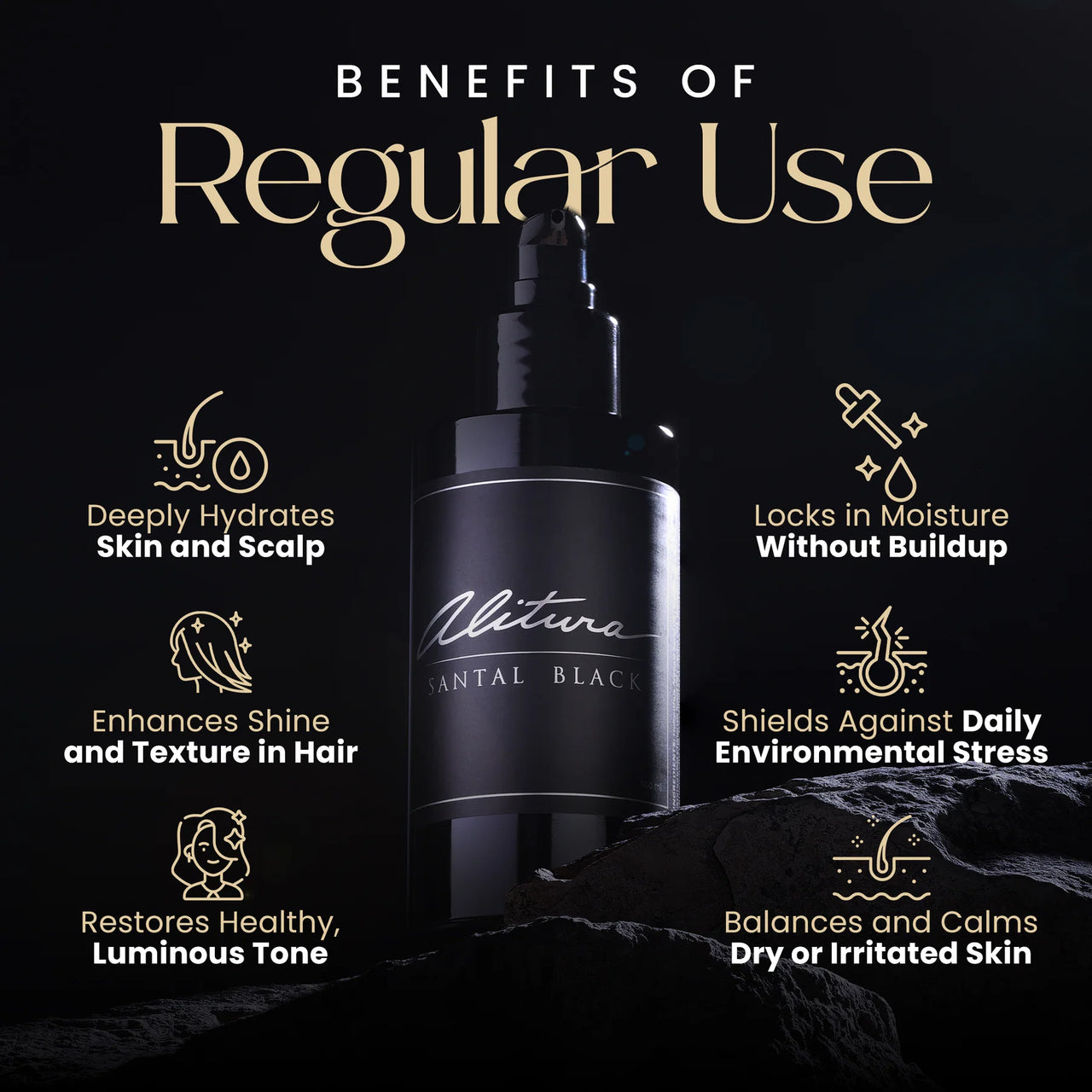 Alitura - Santal Black Hair & Body Oil | Multipurpose Botanical Oil for Skin, Hair & Beard (100ml)