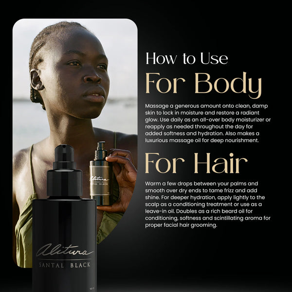 Alitura - Santal Black Hair & Body Oil | Multipurpose Botanical Oil for Skin, Hair & Beard (100ml)