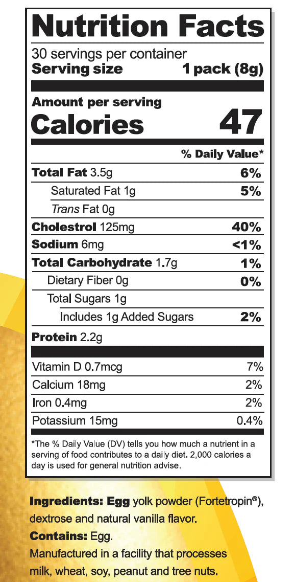 Yolked - Vanilla Fortetropin® 30 Sachets (240g/8.5oz) Egg Yolk Powder