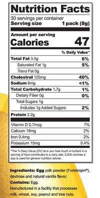 Thumbnail for Yolked - Vanilla Fortetropin® 30 Sachets (240g/8.5oz) Egg Yolk Powder