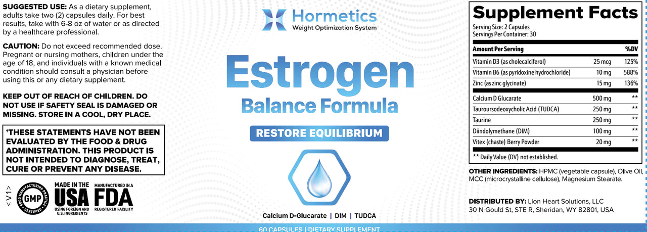 Feel Younger - Estrogen Balance Formula 60caps (Hormetics Weight Optimization System)