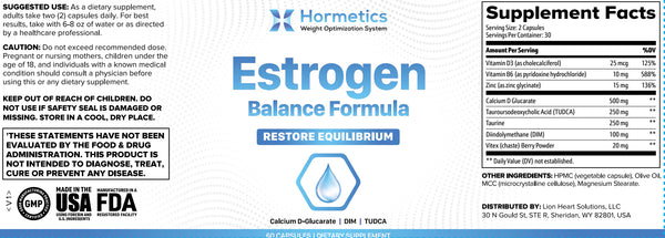 Hormetics Weight Optimization System - Estrogen Balance Formula 60caps